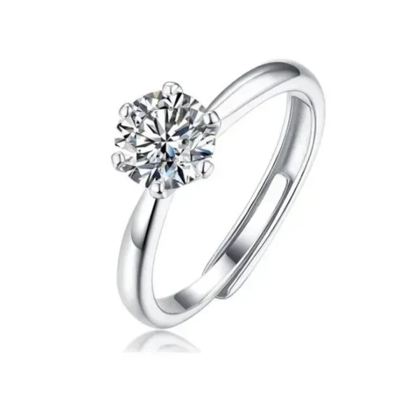 Certified 5ct. t.w. Diamond Moissanite Round Solitaire Engagement Ring NEW